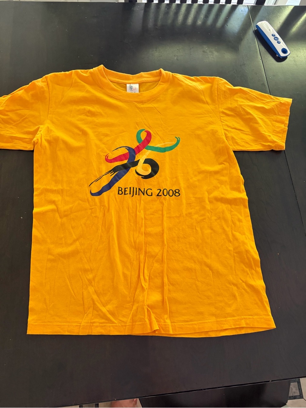Beijing 2008 Olympics Official Souvenir Yellow Graphic T-Shirt Size Medium